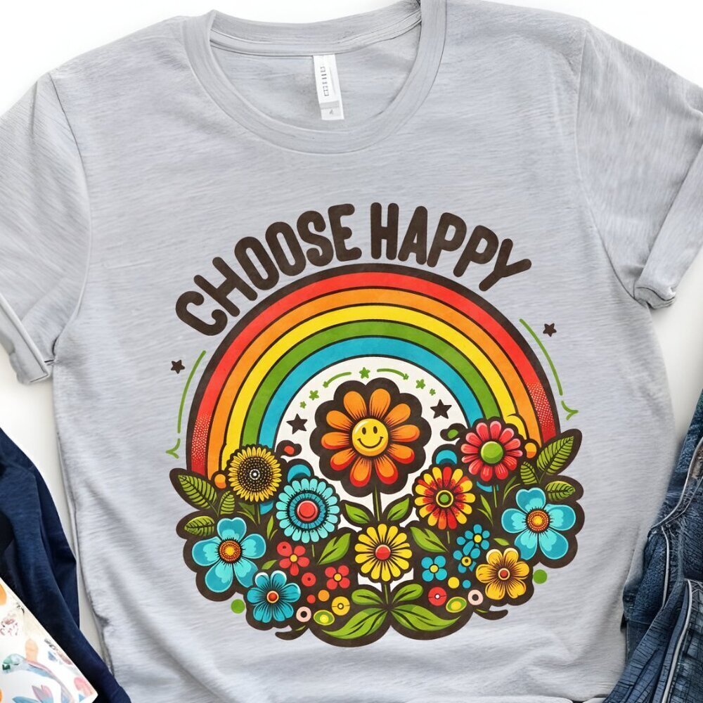 Choose Happy BOHO Hippee Positive Affirmation Unisex Softstyle Shirt - Picture 1 of 2